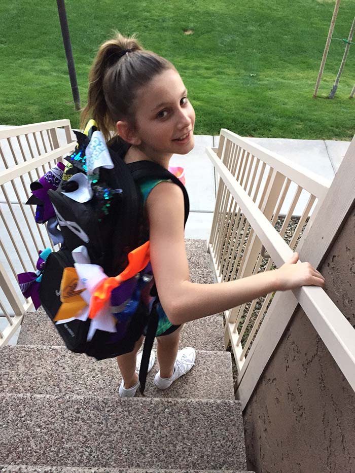 Joie's NFinity Backpack and Cheer Bows