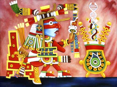 In Aztec mythology, Cihuacoatl was one of a number of motherhood and  fertility goddesses. Cihuacoatl was especially associated with midwives,  and with the sweatbaths where midwives practiced. She is paired with  Quilaztli
